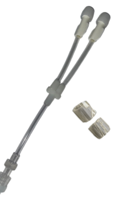 Extensor 2 Vias Clamp Luer Lock com Tampas